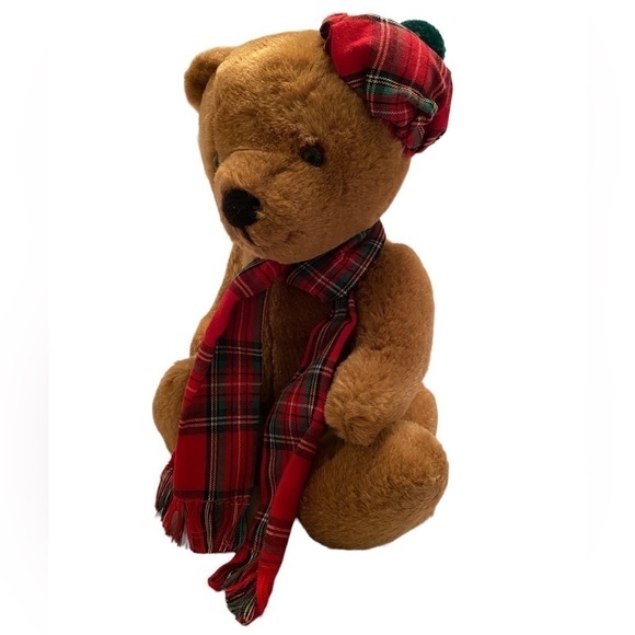 Vtg 1984 Dakin Christmas Bear Red & Green Plaid Plush Toy Rare! - Picture 2 of 6